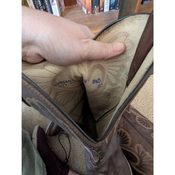 Mens DAN POST Brown Leather Cowboy Western Boots Size 8.5D Vintage VTG - Picture 6 of 8